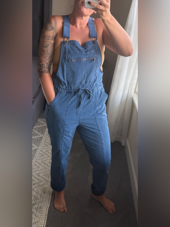 Duluth Trading Co Denim - DULUTH TRADING CO Daily Denim Drawstring Overalls Jumpsuit Utility Bibs